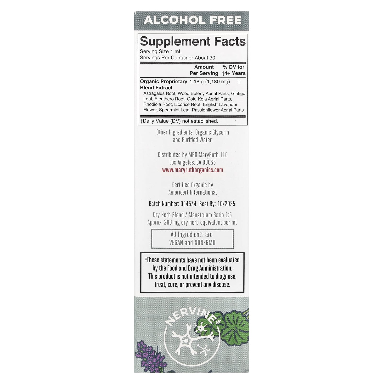 MaryRuth's, Organic, Adrenal & Focus Liquid Extract, Alcohol Free , 1 fl oz (30 ml) - Image 2