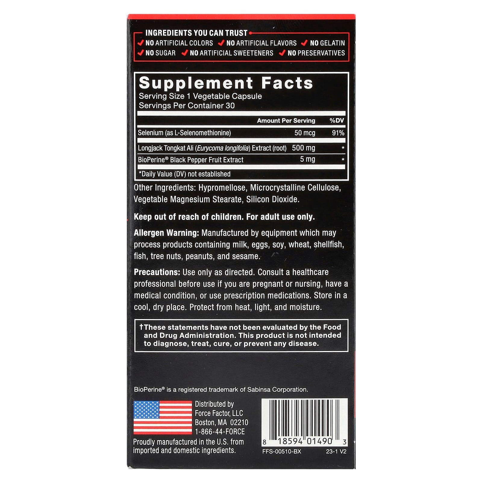 Force Factor Longjack Tongkat Ali 500mg, 30 Capsules - Boost Male Vitality - Image 2