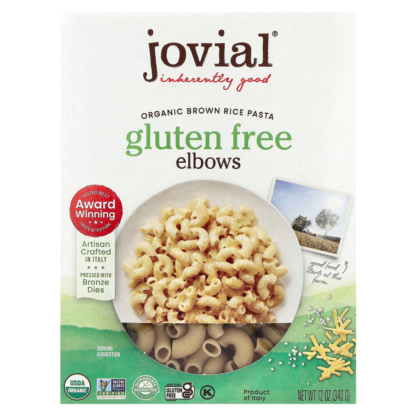 Gluten-Free Brown Rice Pasta Elbows by Jovial - USDA Organic - Image 1