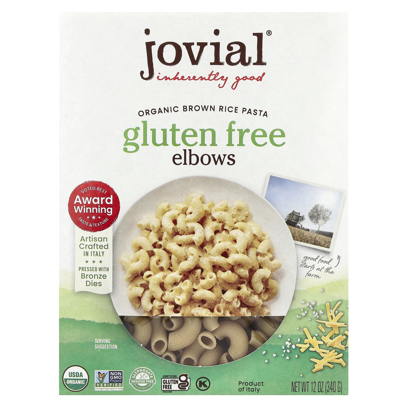 Gluten-Free Brown Rice Pasta Elbows by Jovial - USDA Organic - Image 1