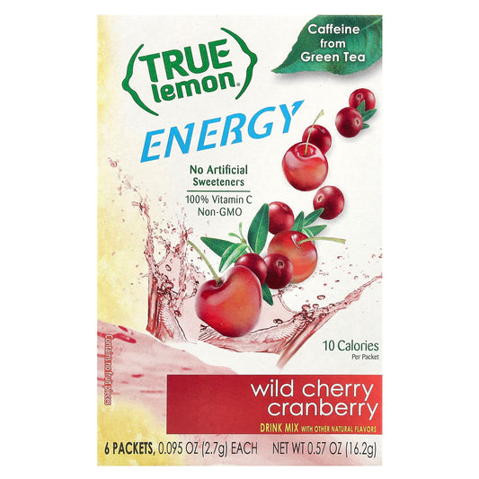 True Citrus, True Lemon®, Energy, Wild Cherry Cranberry, 6 Packets, 0.095 oz (2.7 g) Each - Image 1
