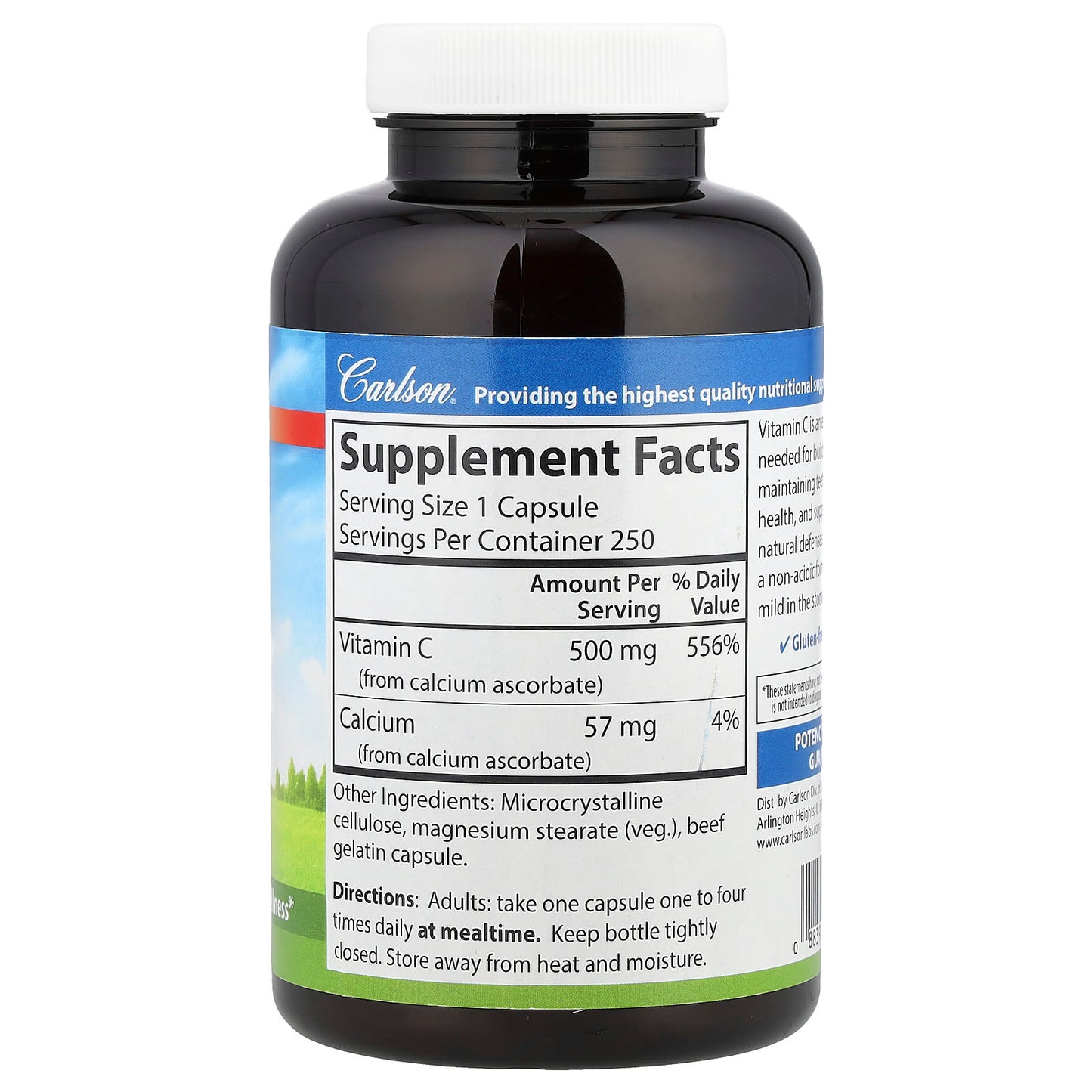 Boost Your Immune System with Carlson's Mild-C Buffered Vitamin C, 250 Capsules - Image 2