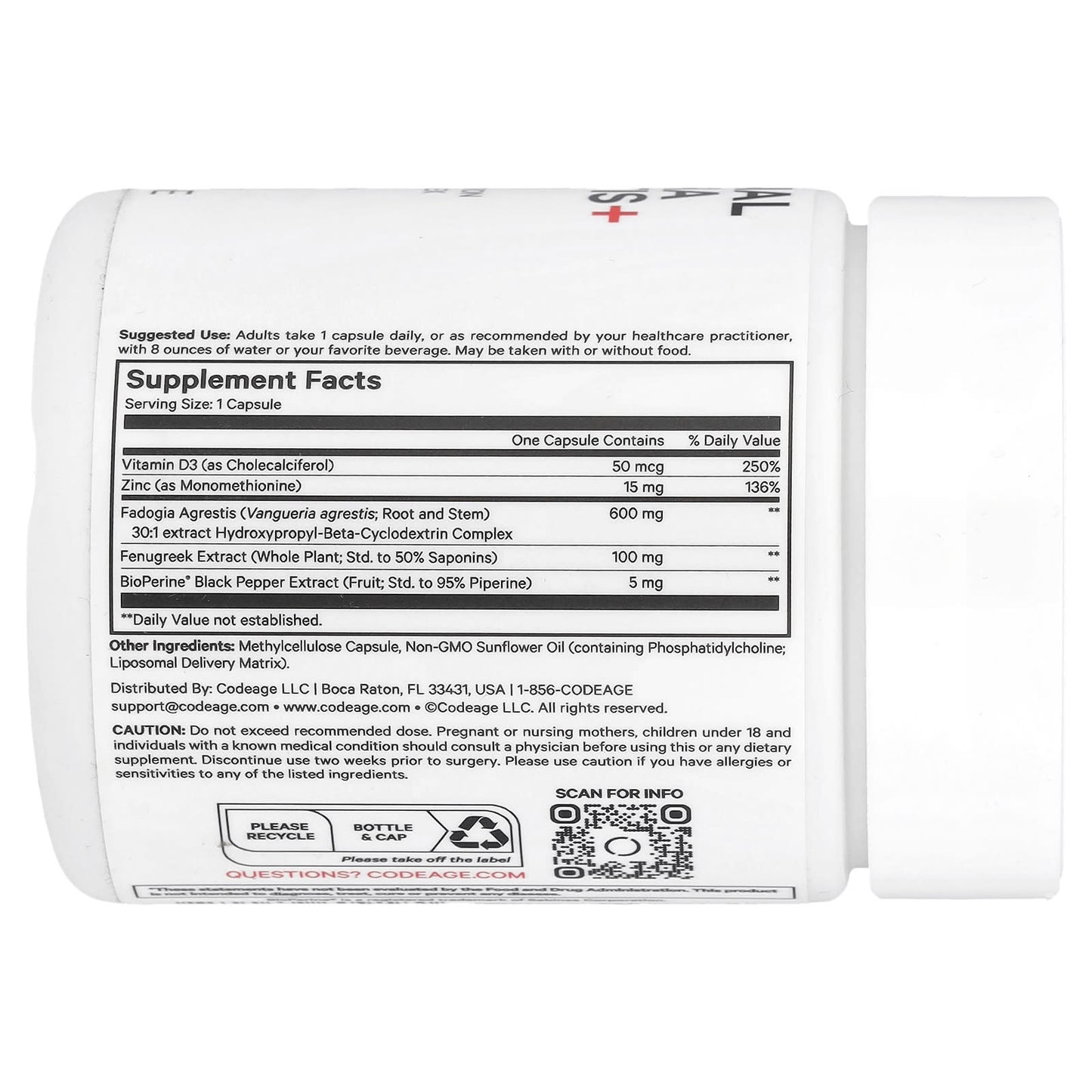 Codeage Liposomal Fadogia Agrestis+  30:1 Extract 60 Capsules - Image 2
