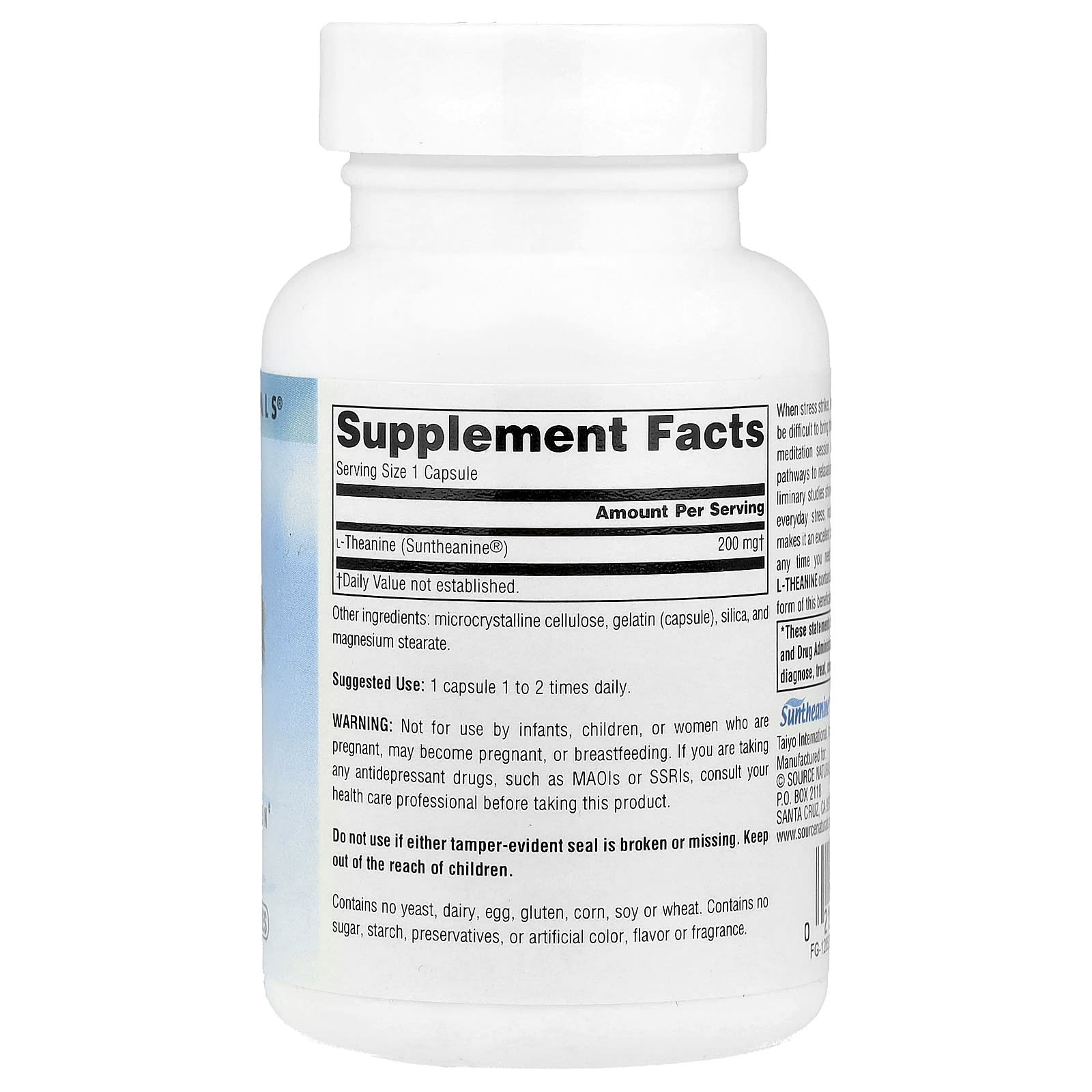Source Naturals, Serene Science®, L-Theanine, 200 mg, 60 Capsules - Image 2
