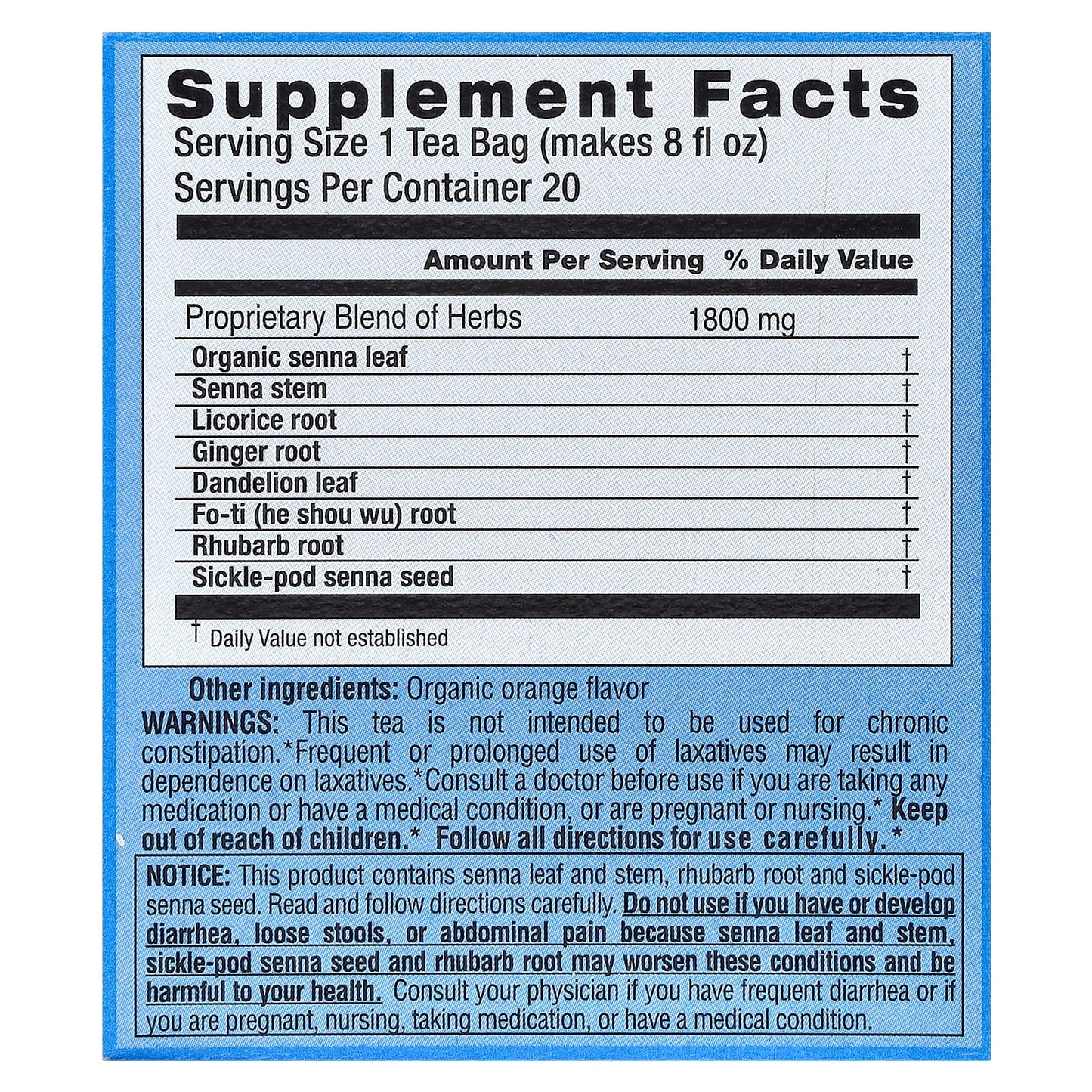 Triple Leaf Tea, Herbal Laxative, Caffeine Free , 20 Tea Bags, 1.27 oz (36 g) - Image 2