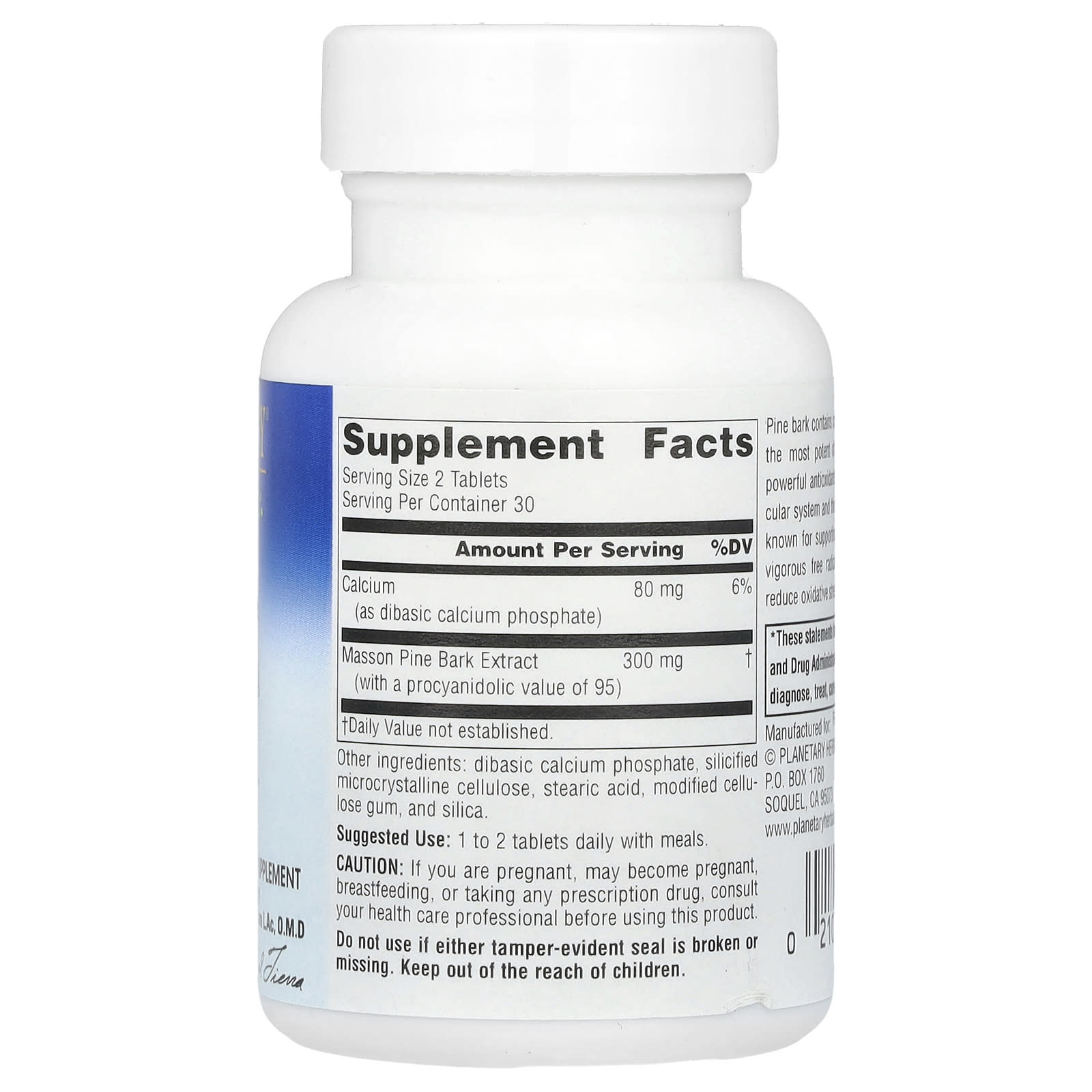 Planetary Herbals, Full Spectrum™ Pine Bark Extract, 60 Tablets - Image 2