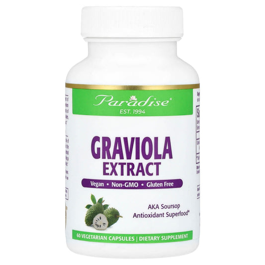 Paradise Herbs, Graviola Extract, 250 mg, 60 Vegetarian Capsules - Image 1