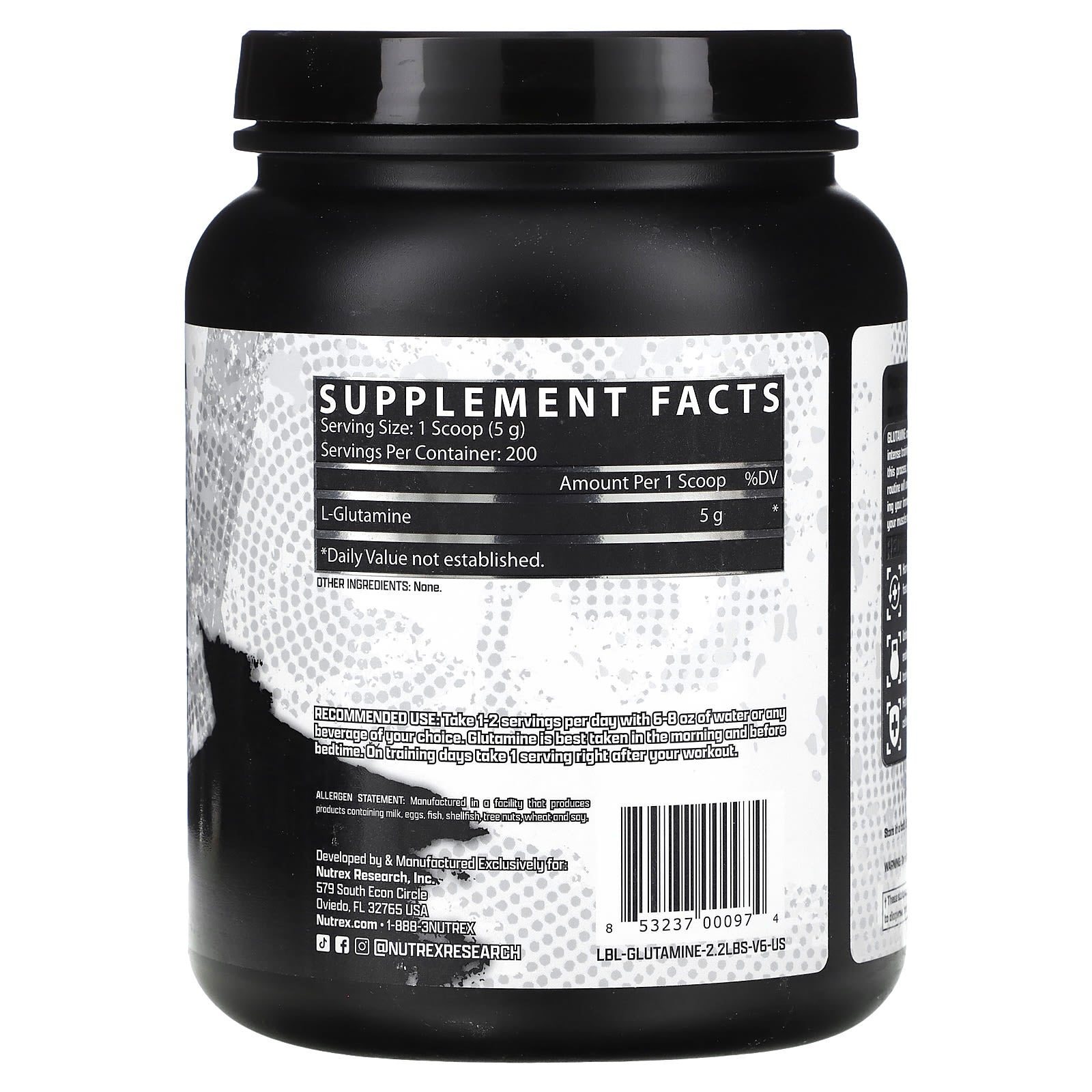 Nutrex Research, Glutamine Pure, Unflavored, 2.2 lbs (1,000 g) - Image 2
