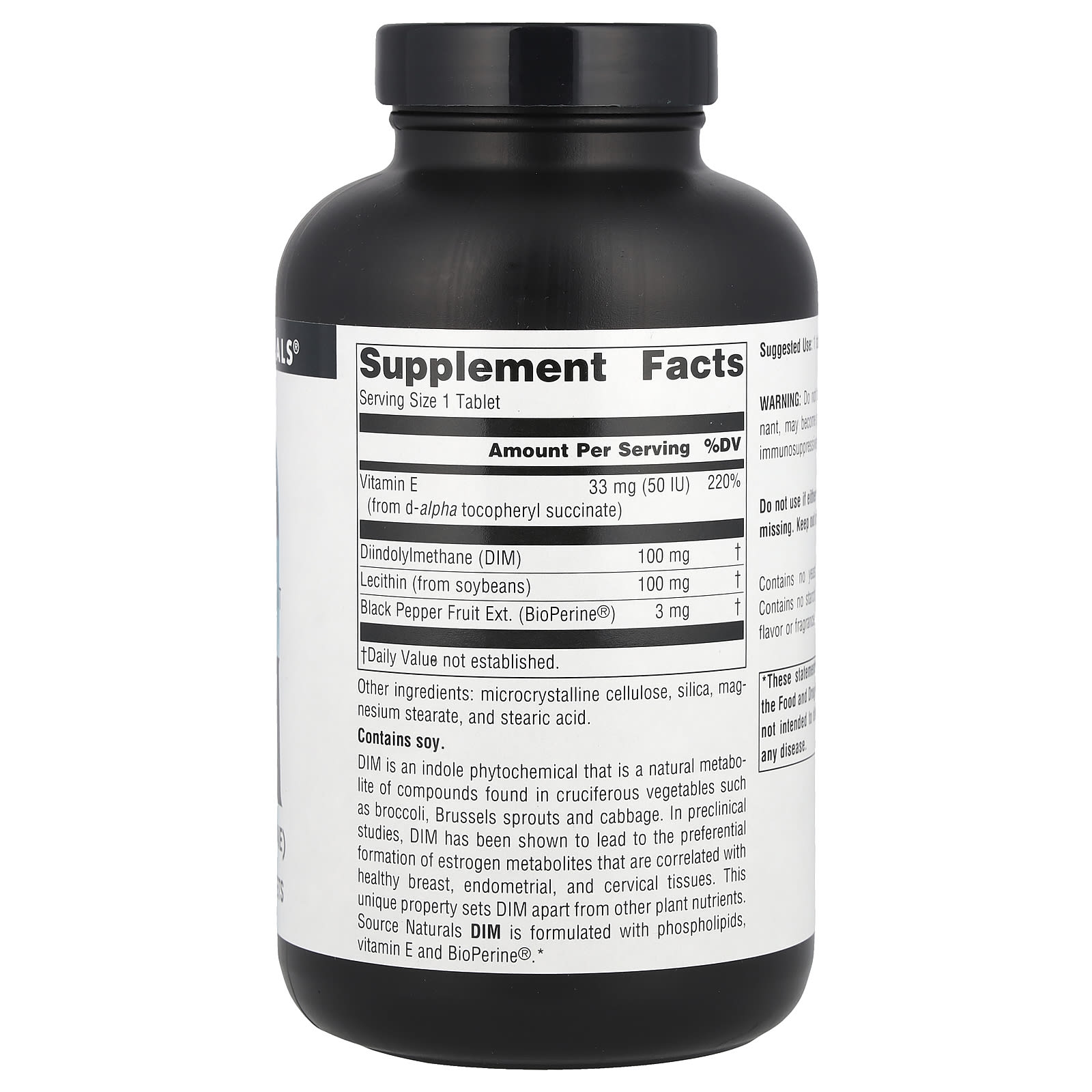 Source Naturals, DIM, 100 mg, 180 Tablets - Image 2