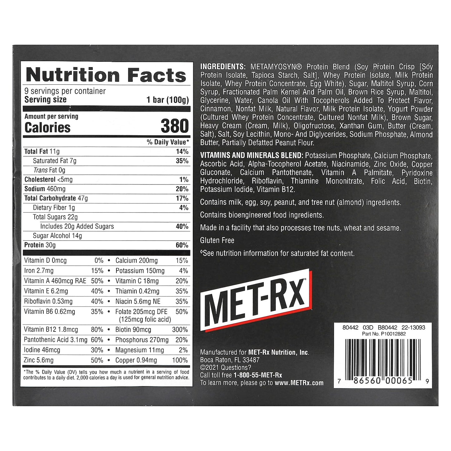 MET-Rx, Big 100, Meal Replacement Bar, Vanilla Caramel Churro, 9 Bars, 3.52 oz (100 g) Each - Image 2