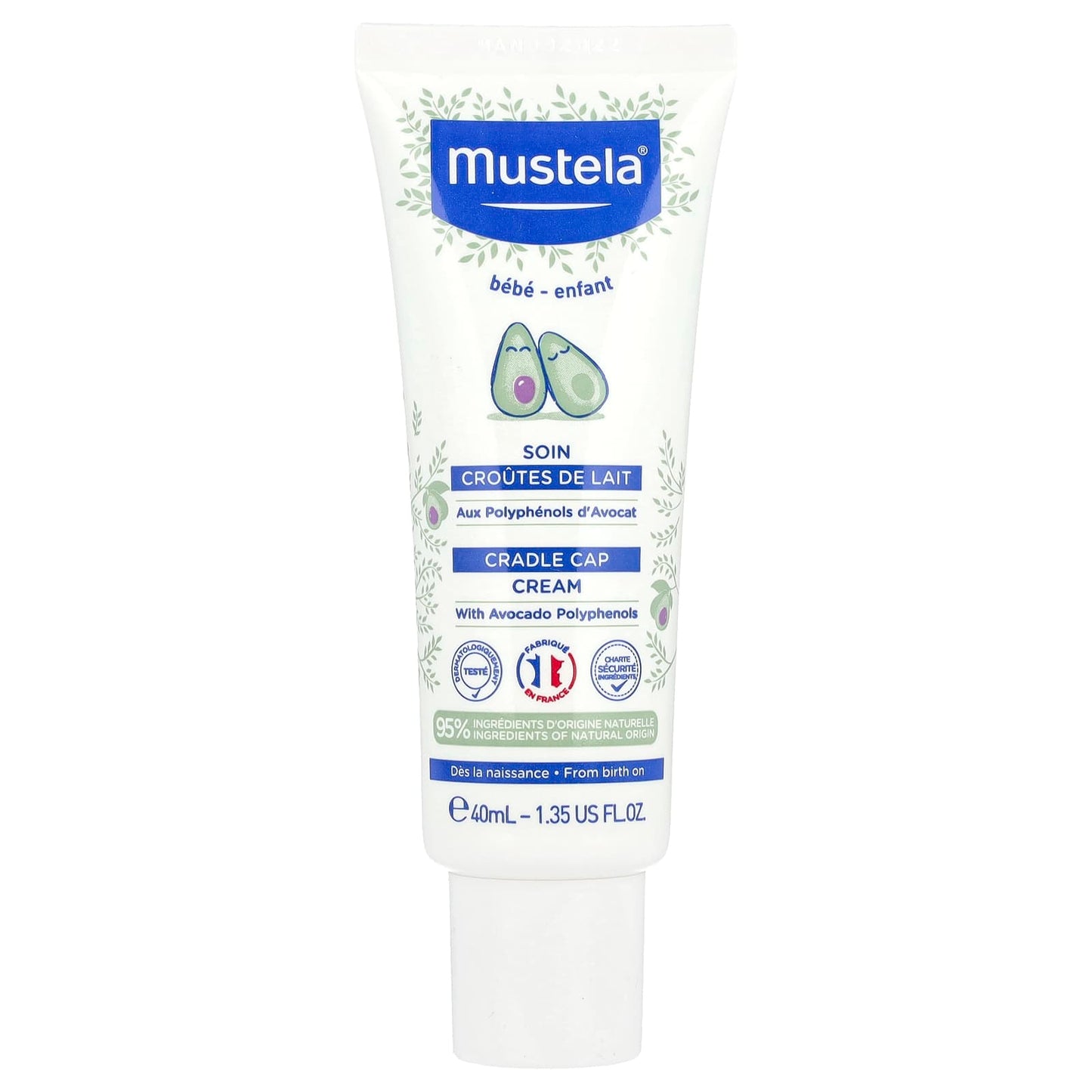 Mustela, Cradle Cap Cream, Fragrance Free, 1.35 fl oz (40 ml) - Image 1