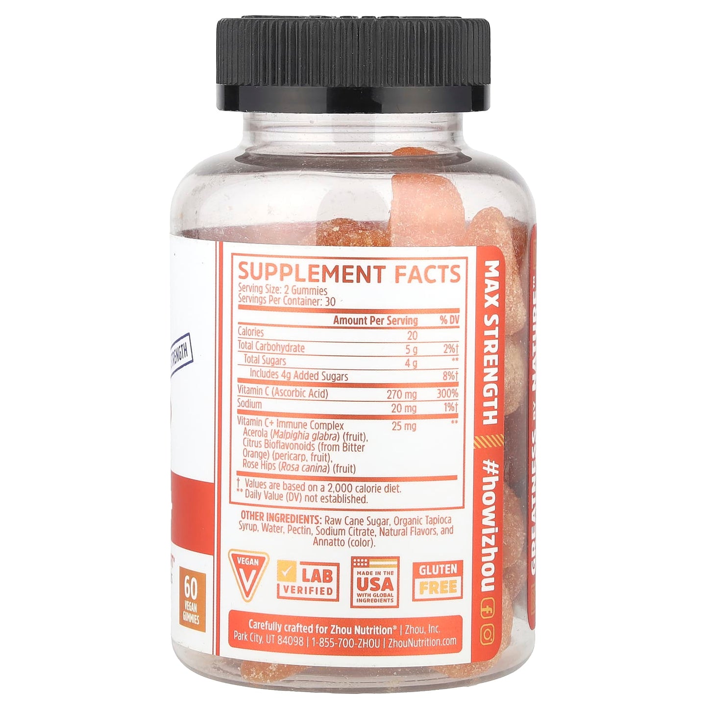Zhou Nutrition, Vitamin C+, Orange Blast, 60 Vegan Gummies - Image 2