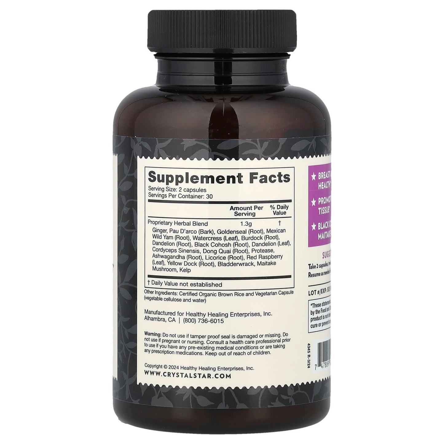 Crystal Star Fibro Defense for Breast & Uterine Health - 60 Capsules - Image 2
