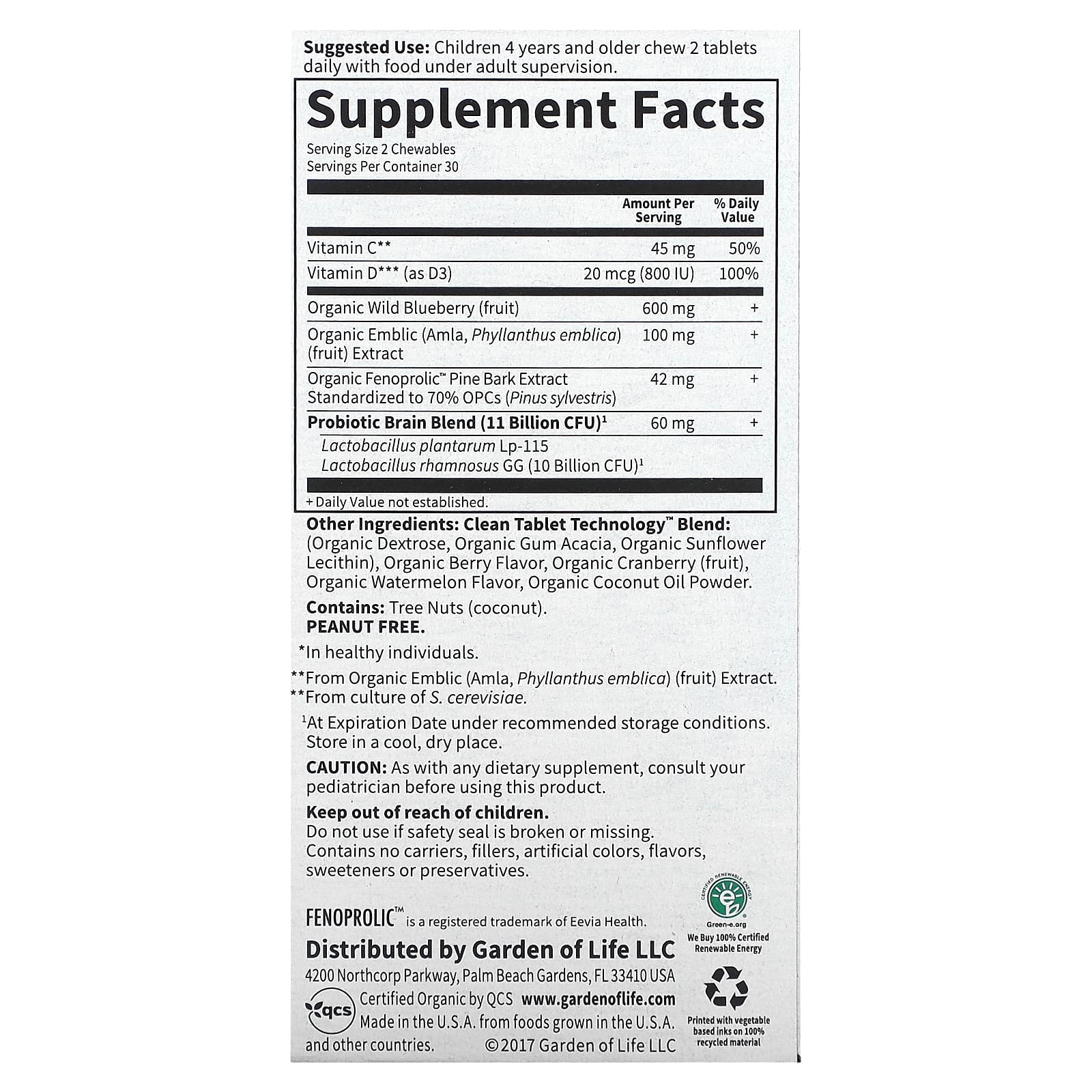 Garden of Life, Dr. Formulated Brain Health, Attention & Focus for Kids, Organic Watermelon Berry, 60 Yummy Chewables