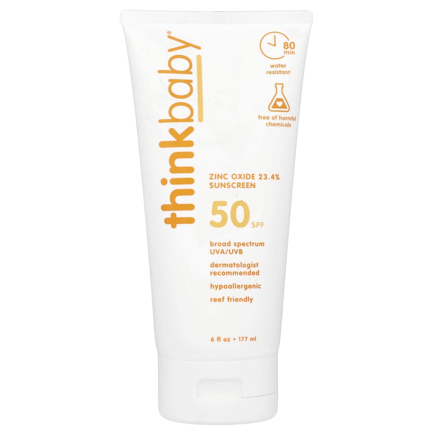 think, Thinkbaby, Zinc Oxide 23.4% Sunscreen, SPF 50, 6 fl oz (177 ml) - Image 1