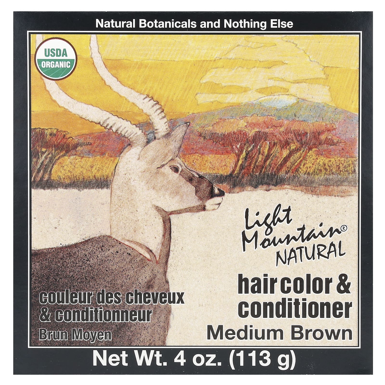 Light Mountain, Natural Hair Color & Conditioner, Medium Brown, 4 oz (113 g) - Image 1