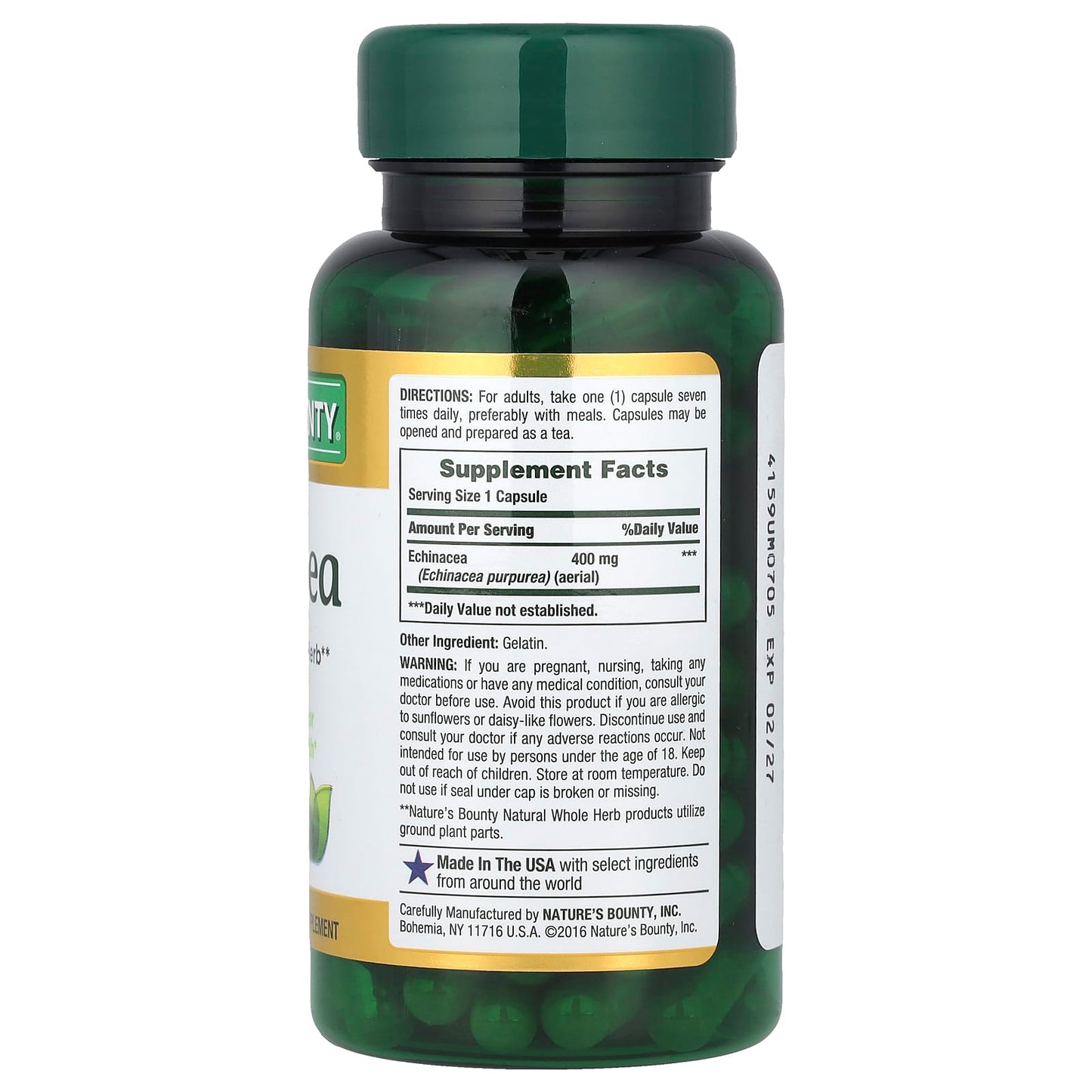 Nature's Bounty, Echinacea, 400 mg, 100 Capsules - Image 2