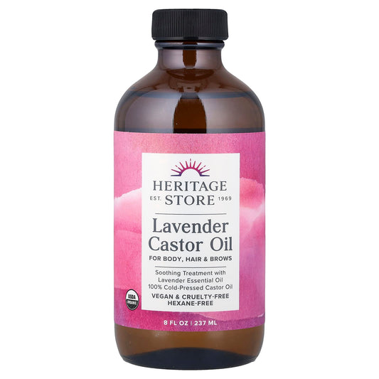 Castor Oil for Hair & Skin with Lavender - 8 fl oz - USDA Organic - Image 1