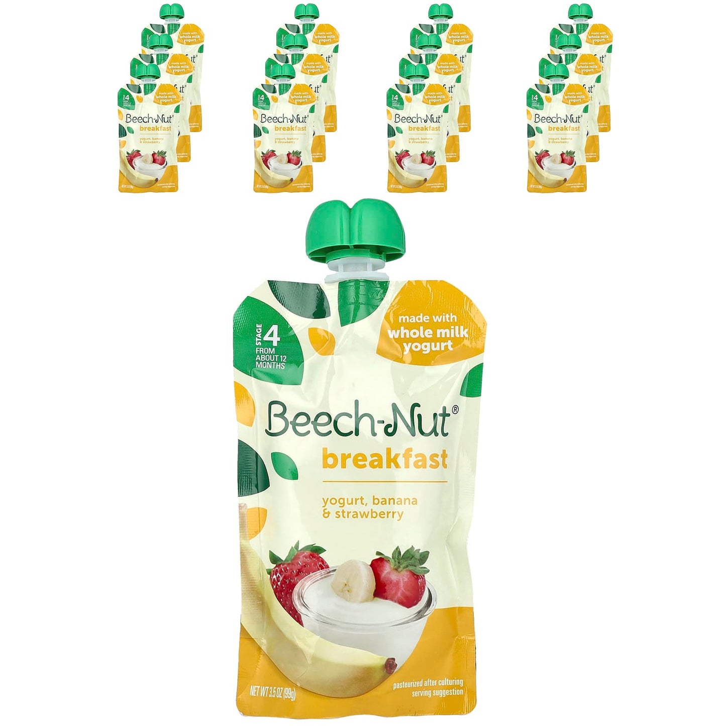 Beech-Nut Stage 4 Breakfast Yogurt Pouches - 12+ Months - Banana & Strawberry - Image 1