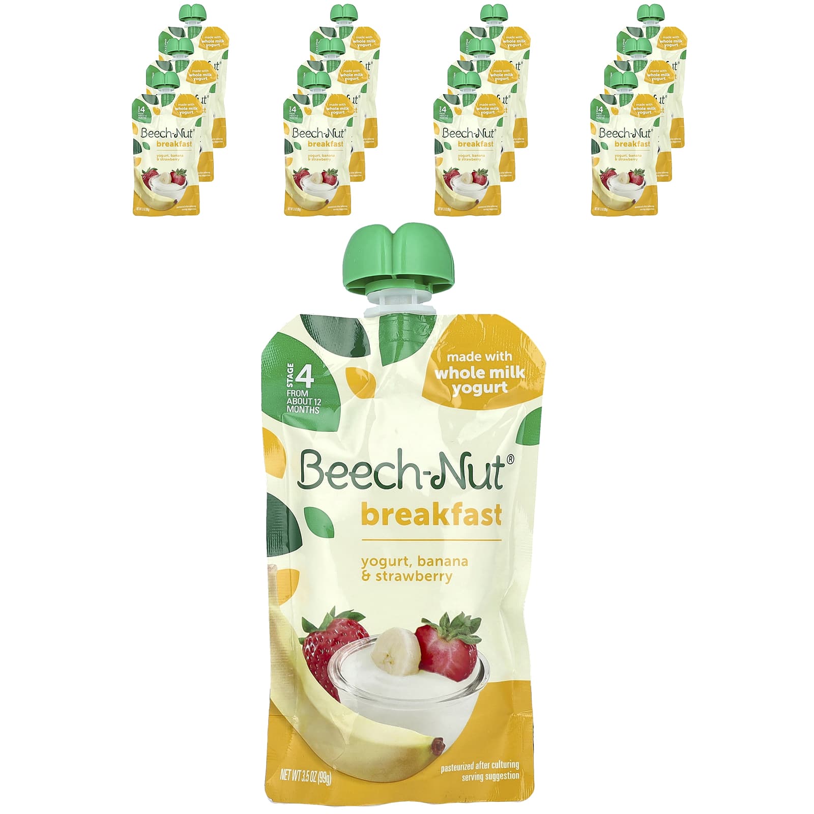 Beech-Nut Stage 4 Breakfast Yogurt Pouches - 12+ Months - Banana & Strawberry - Image 1