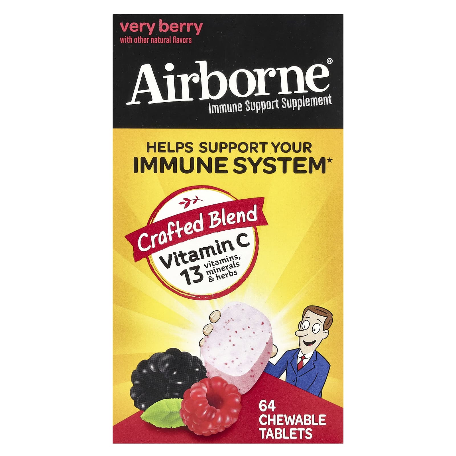 Airborne Immune Support Supplement with Vitamin C & Antioxidants, Chewable Tablets - Image 1