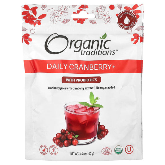 Organic Traditions, Daily Cranberry+ With Probiotics, 3.5 oz (100 g) - Image 1
