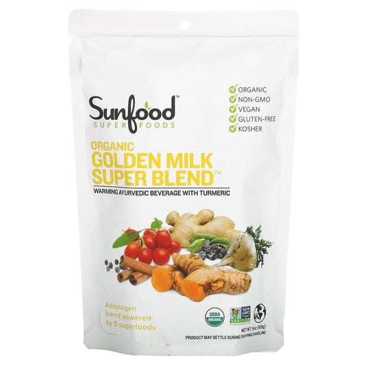 Sunfood, Organic Golden Milk Super Blend Powder, 6 oz (168 g) - Image 1