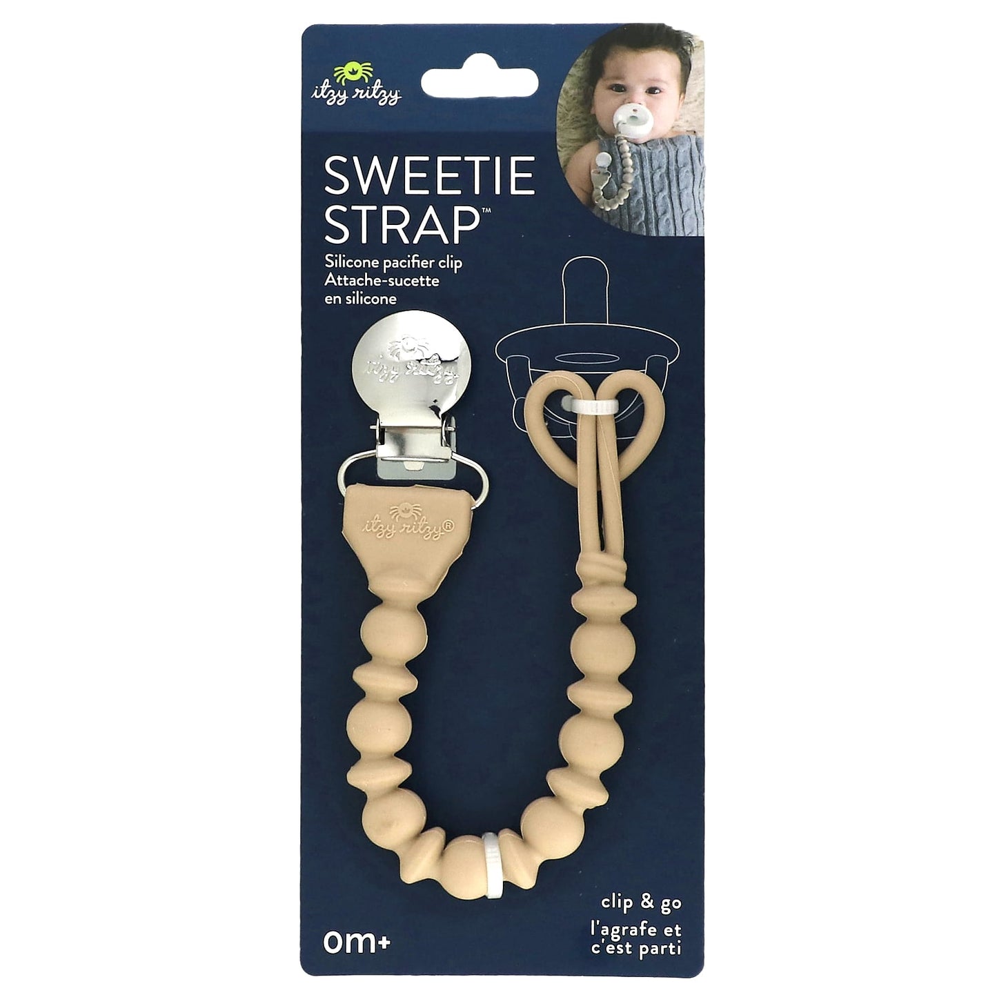 Soft Silicone Pacifier Clip with Beaded Pattern - itzy ritzy - Image 1
