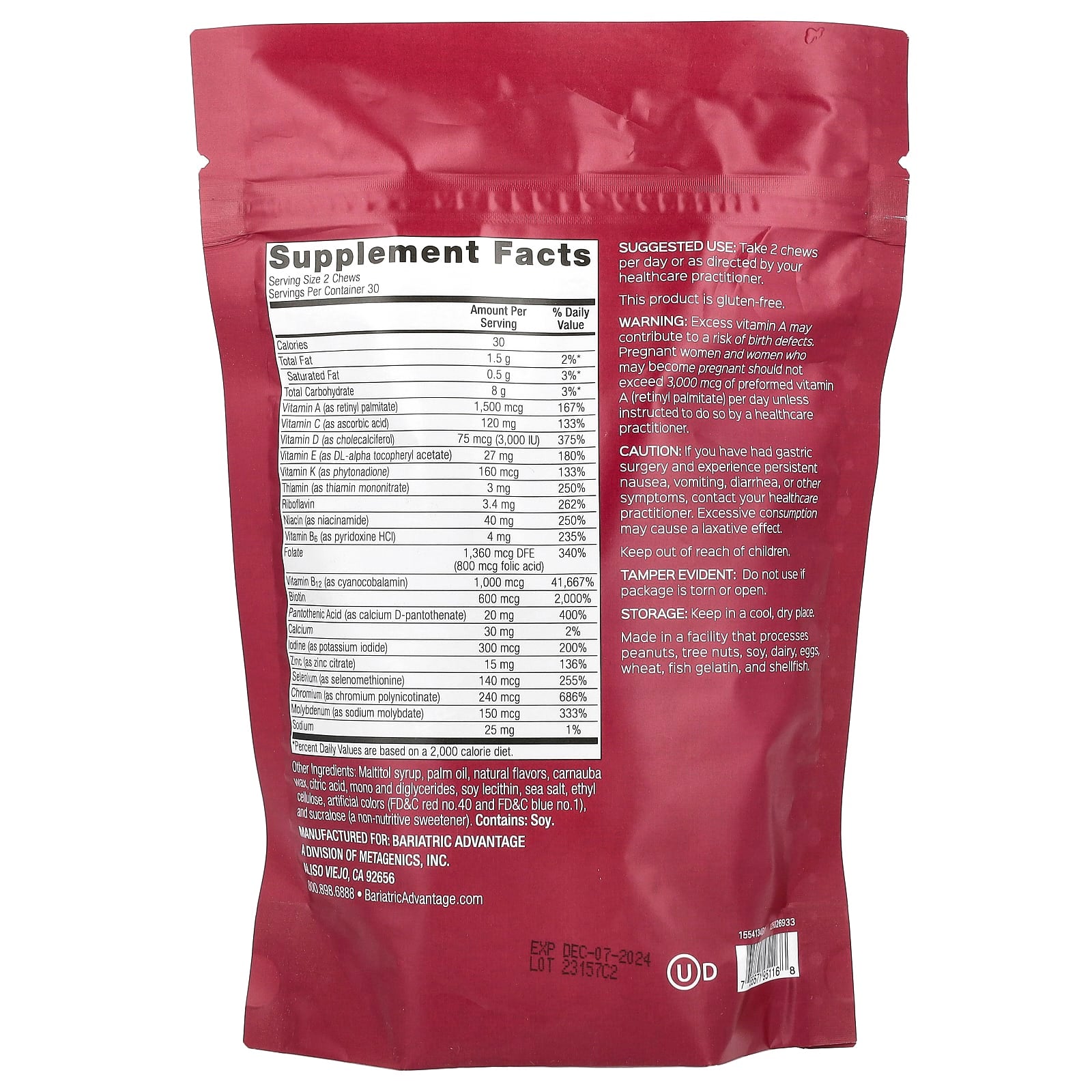 Bariatric Advantage Multi Chewy Bite Soft Chews, Black Grape, 60-Count - Image 2
