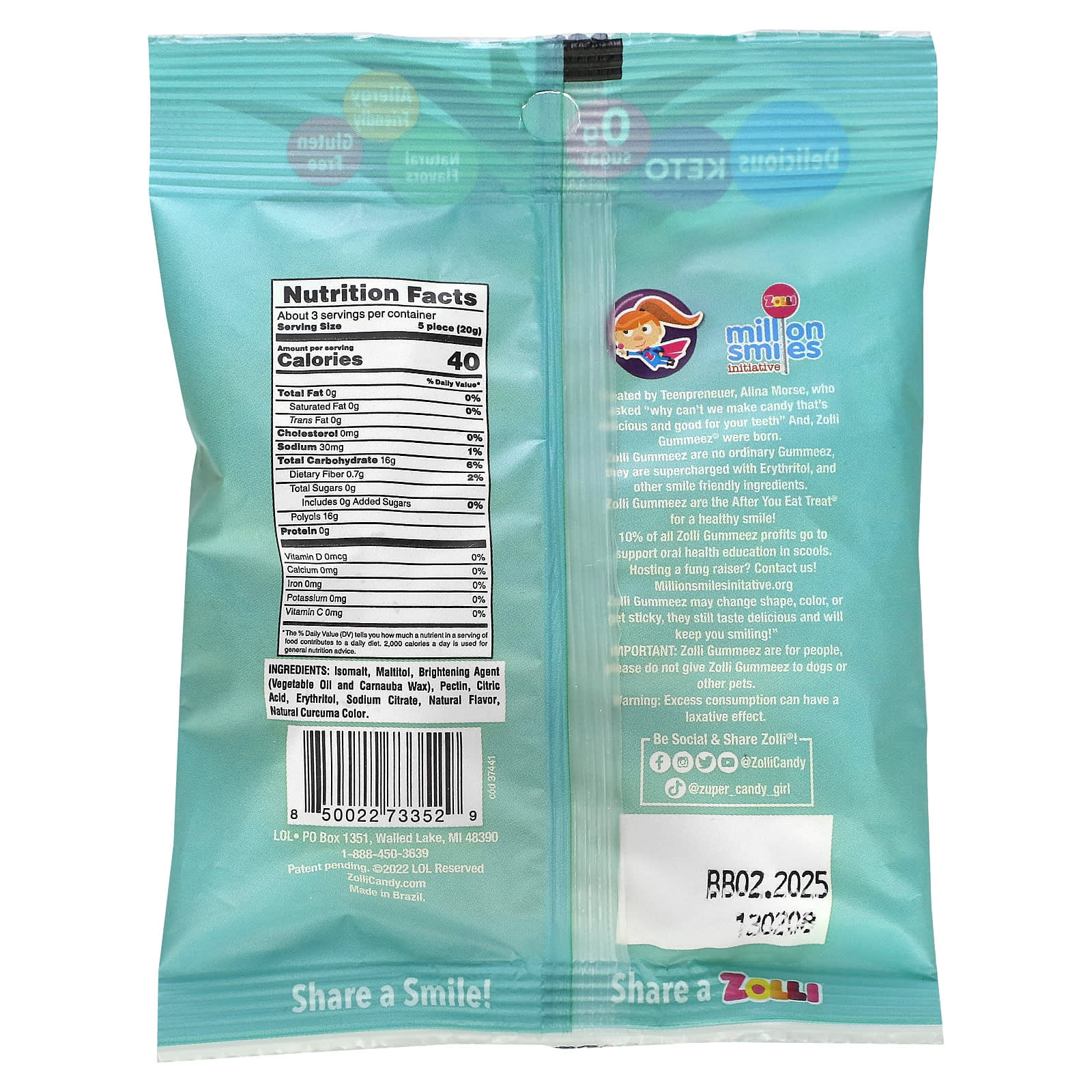Zollipops, Zolli Gummeez, Pineapple, 1.94 oz (55 g) - Image 2
