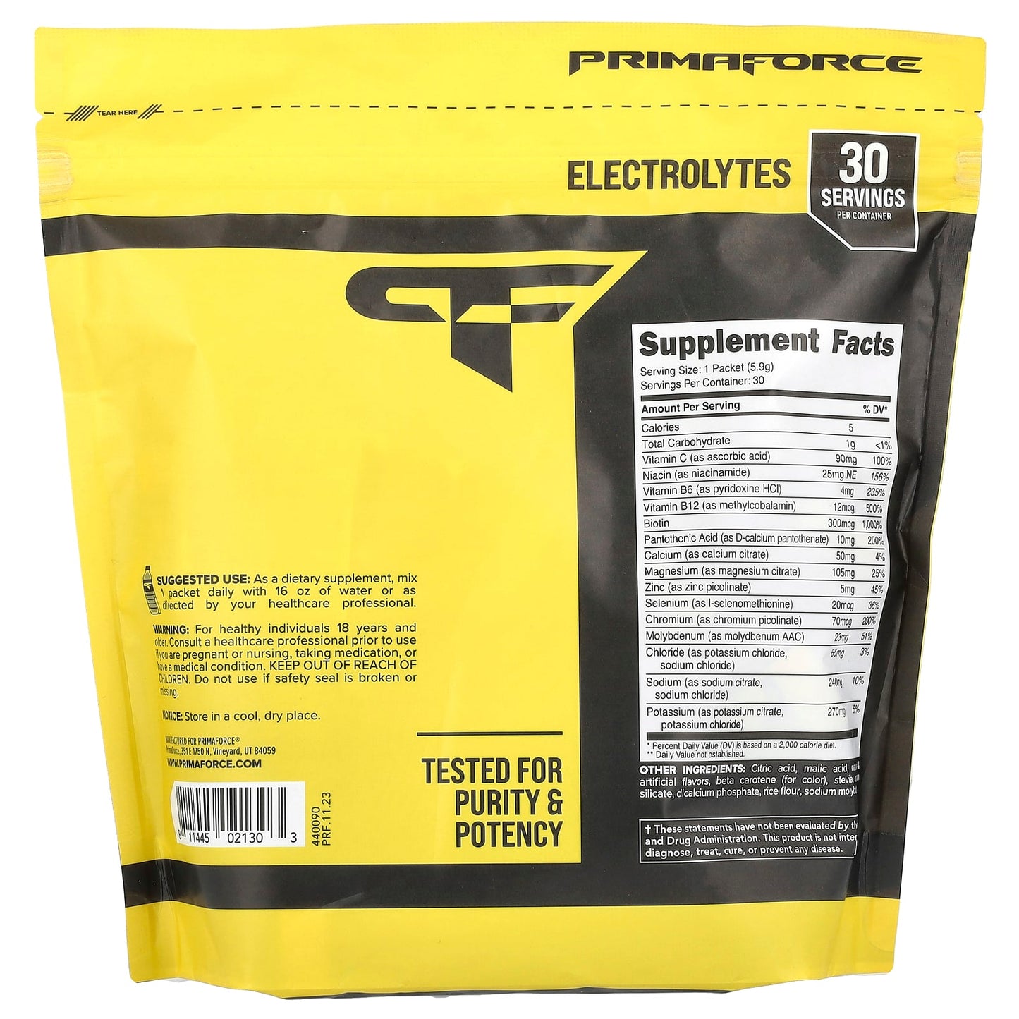 Primaforce, Electrolytes, Advanced Hydration Complex, Peach Mango, 30 Packets, 0.21 oz (5.9 g) Each - Image 2