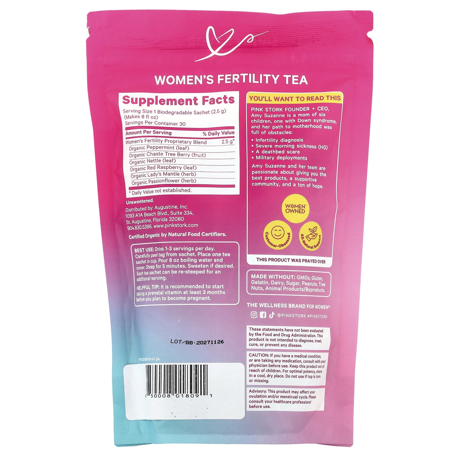 Pink Stork, Women's Fertility Tea, Mint, 15 Sachets, 1.3 oz (37.5 g) - Image 2