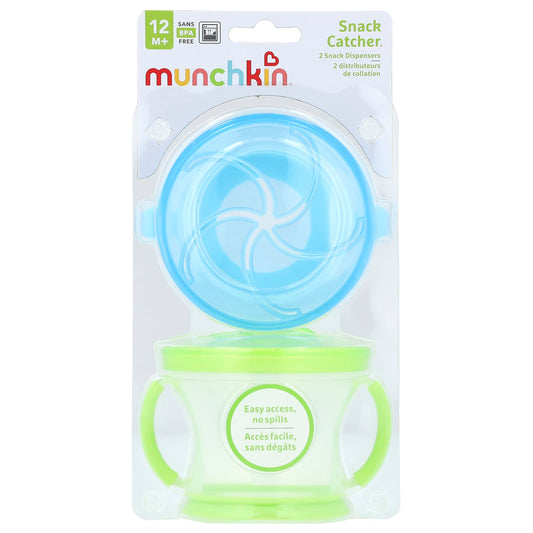 Munchkin, Snack Catcher™, Snack Dispensers, 12 Months+, Light Green & Light Blue, 2 Count - Image 1