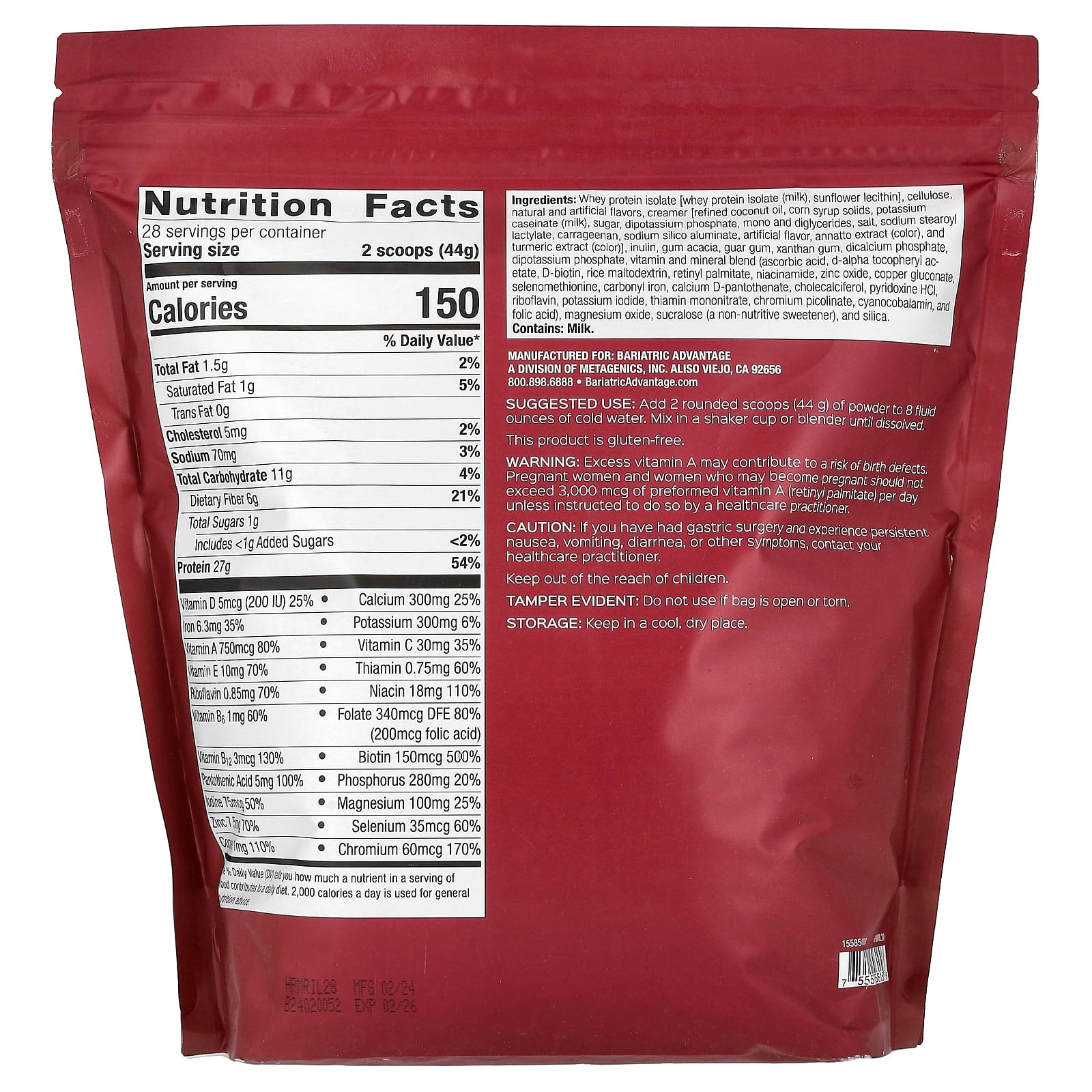 Bariatric Advantage High Protein Meal Replacement Iced Latte 2lb 11.46oz - Image 2