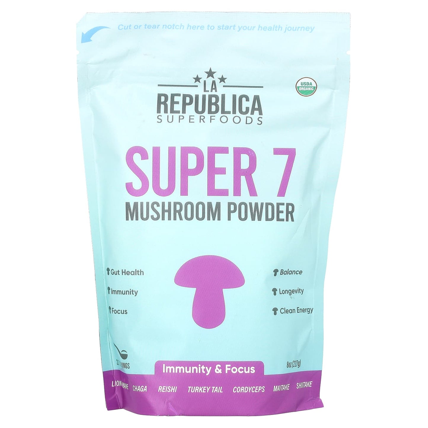 LA Republica, Super 7 Mushroom Powder, 8 oz (227 g) - Image 1