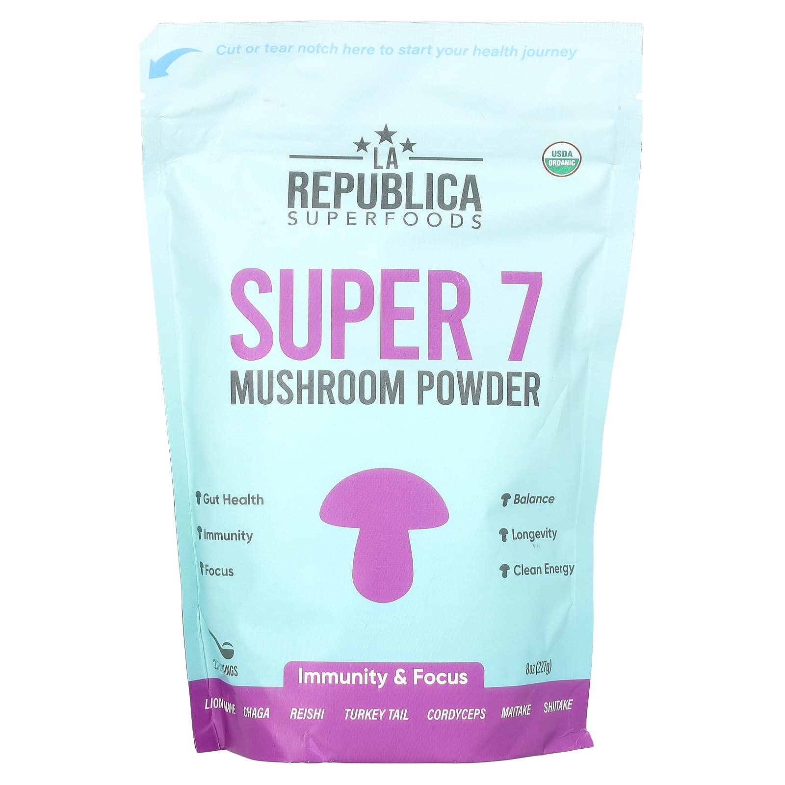 LA Republica, Super 7 Mushroom Powder, 8 oz (227 g) - Image 1