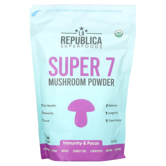 LA Republica, Super 7 Mushroom Powder, 8 oz (227 g) - Image 1
