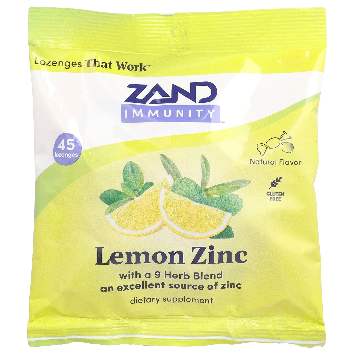 Zand, Immunity, Lemon Zinc, Natural, 45 Lozenges - Image 1