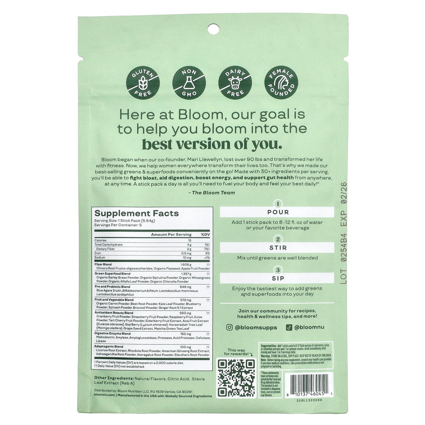 Bloom Greens & Superfoods Mango, 5 Stick Packs, Boost Energy & Digestion - Image 2