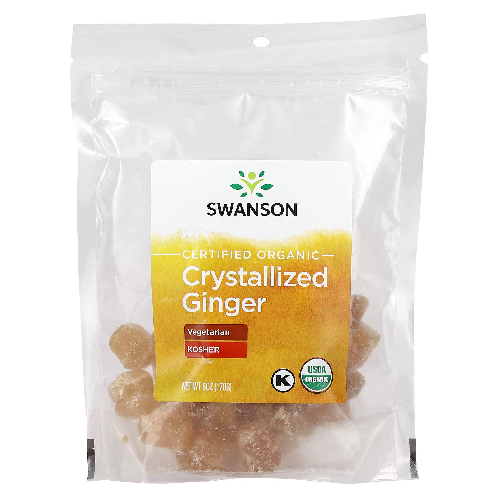 Swanson, Certified Organic Crystallized Ginger, 6 oz (170 g) - Image 1