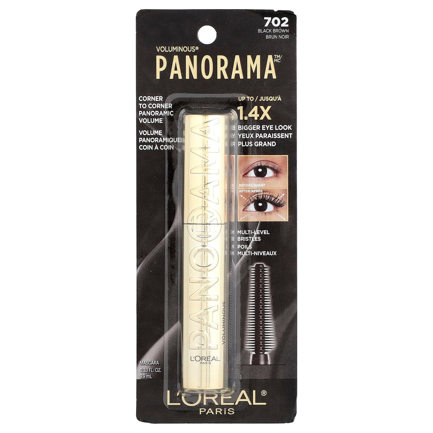L'Oréal, Voluminous® Panorama™ Mascara, 702 Black Brown , 0.33 fl oz (9.9 ml) - Image 2