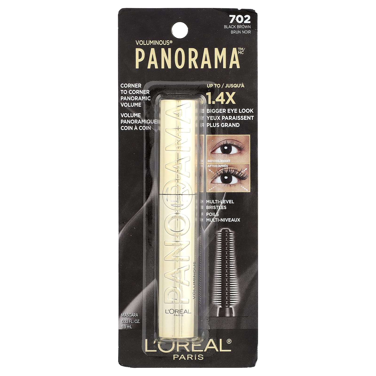 L'Oréal, Voluminous® Panorama™ Mascara, 702 Black Brown , 0.33 fl oz (9.9 ml) - Image 2