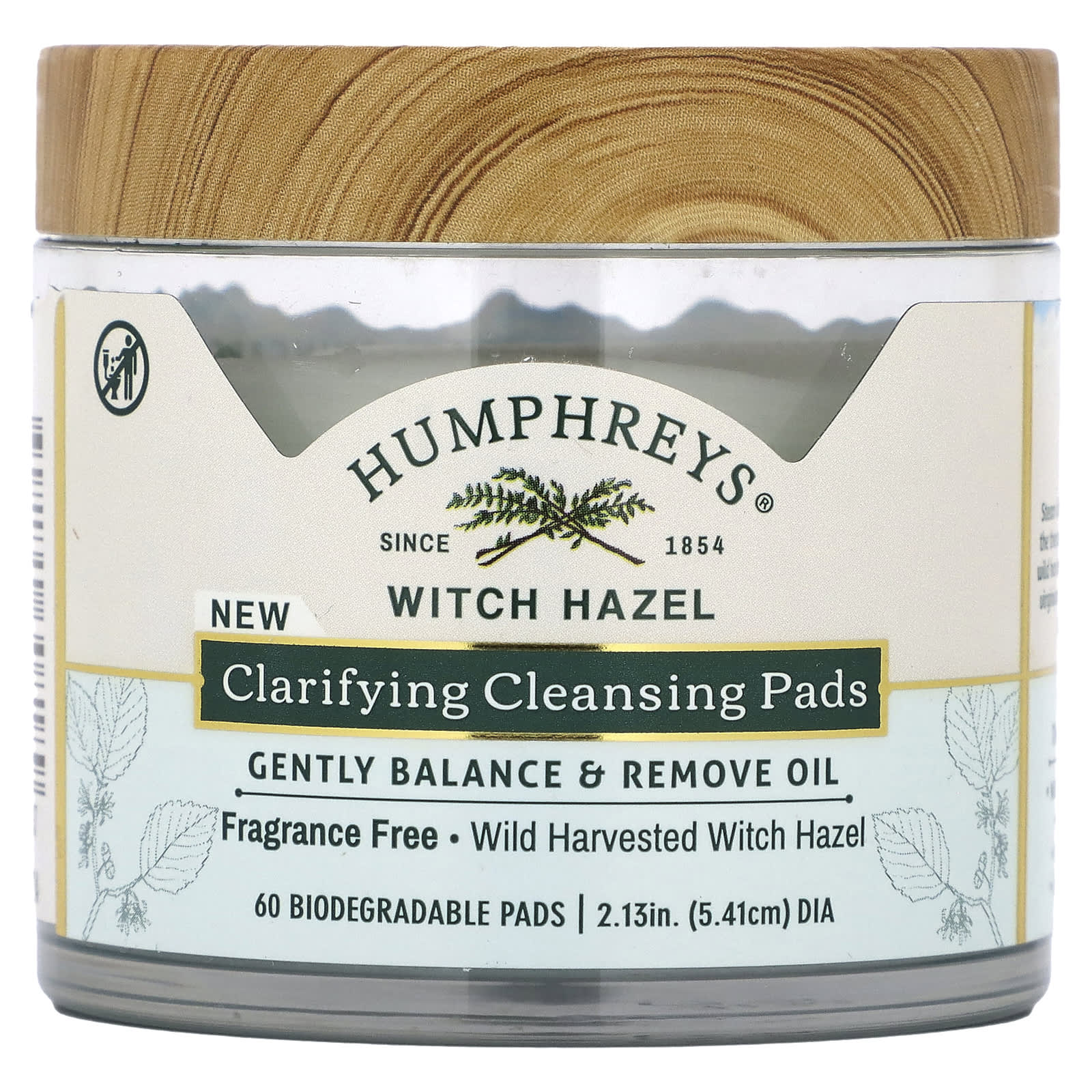 Humphreys Witch Hazel Clarifying Cleansing Pads, Fragrance Free, 60 Count - Image 1