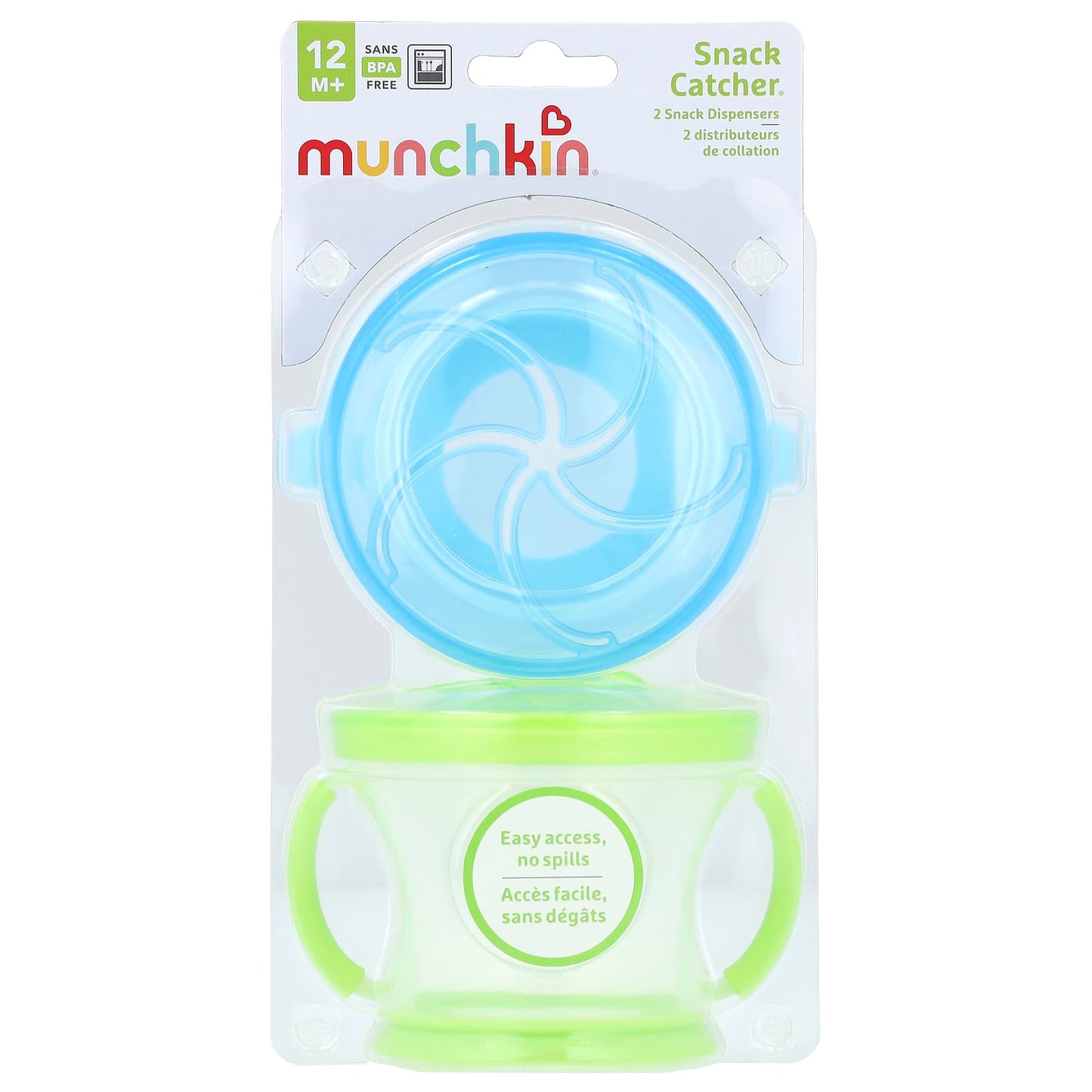 Munchkin, Snack Catcher™, Snack Dispensers, 12 Months+, Light Green & Light Blue, 2 Count - Image 1