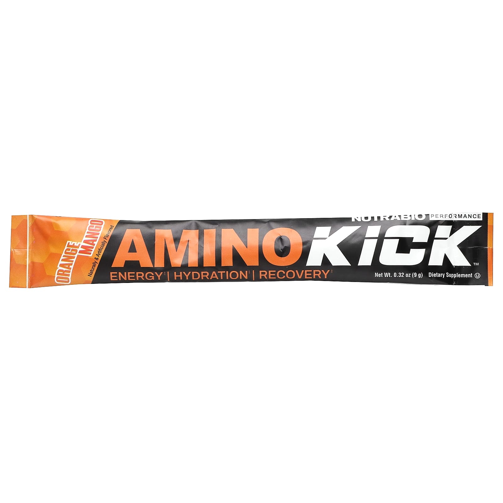 NutraBio, Amino Kick, Orange Mango, 1 Stick Pack, 0.32 oz (9 g) - Image 1
