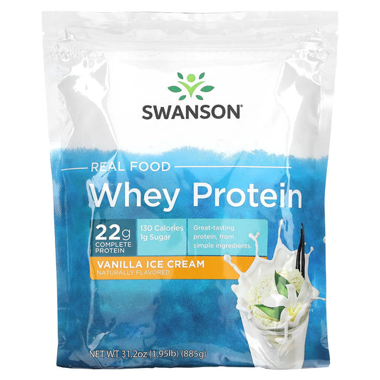 Swanson, Real Food Whey Protein, Vanilla Ice Cream, 1.95 lb (885 g) - Image 1