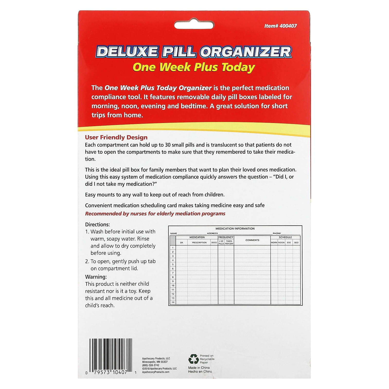 Ezy Dose One Week Plus Deluxe Pill Organizer, Medication Compliance Tool - Image 2