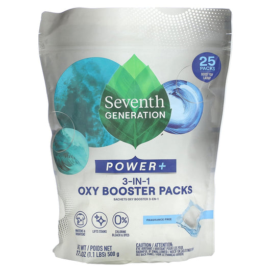 Seventh Generation, Power+, Oxy Booster Packs, Fragrance Free, 1.1 lbs (500 g) - Image 1