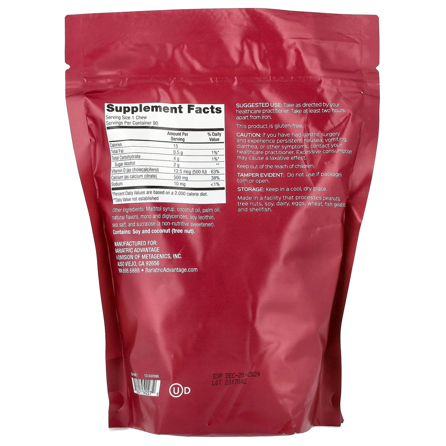Bariatric Calcium Citrate Chewy Bites - Sugar-Free, Coconut Flavored - Image 2