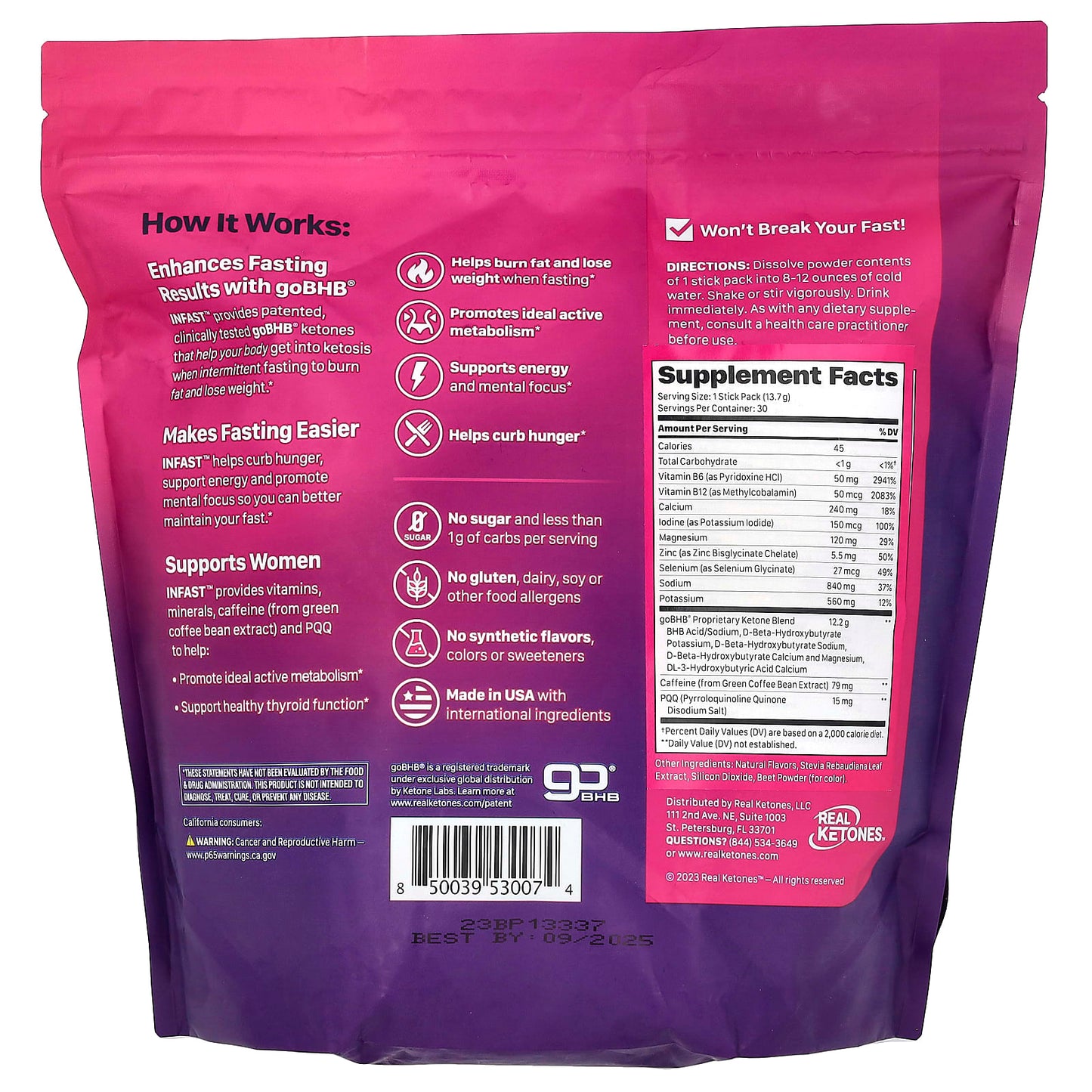 Real Ketones, INFAST, For Women, Watermelon, 30 Stick Packs, 0.48 (13.7 g) Each - Image 2
